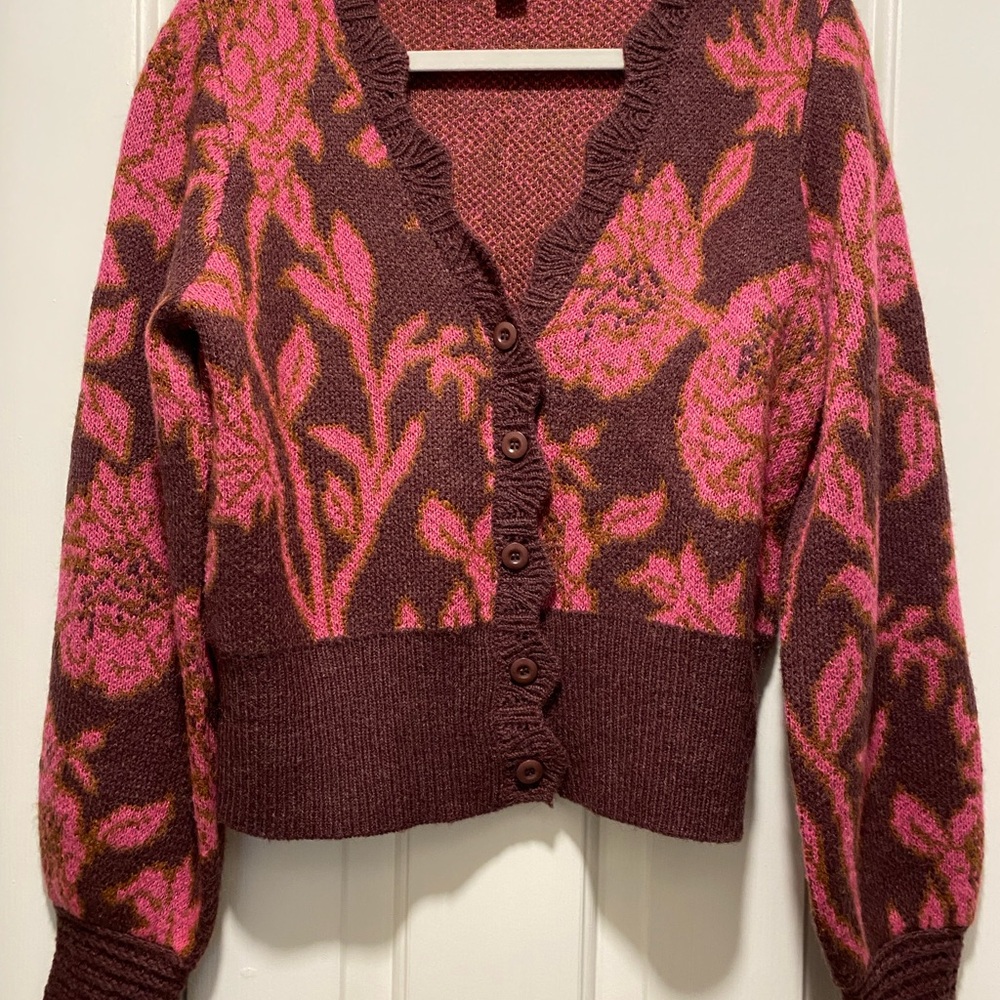 Sundance Pink and Brown Floral Cardigan